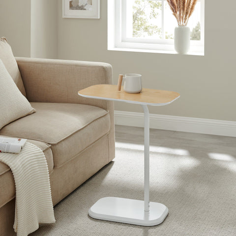 Side Table in White and Light Oak