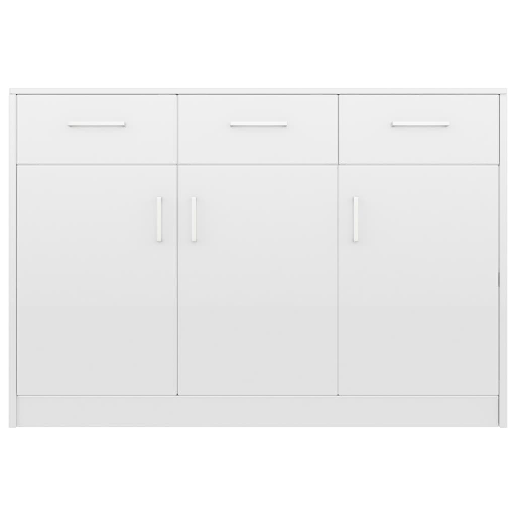 Sideboard High Gloss White 110x34x75 cm Chipboard