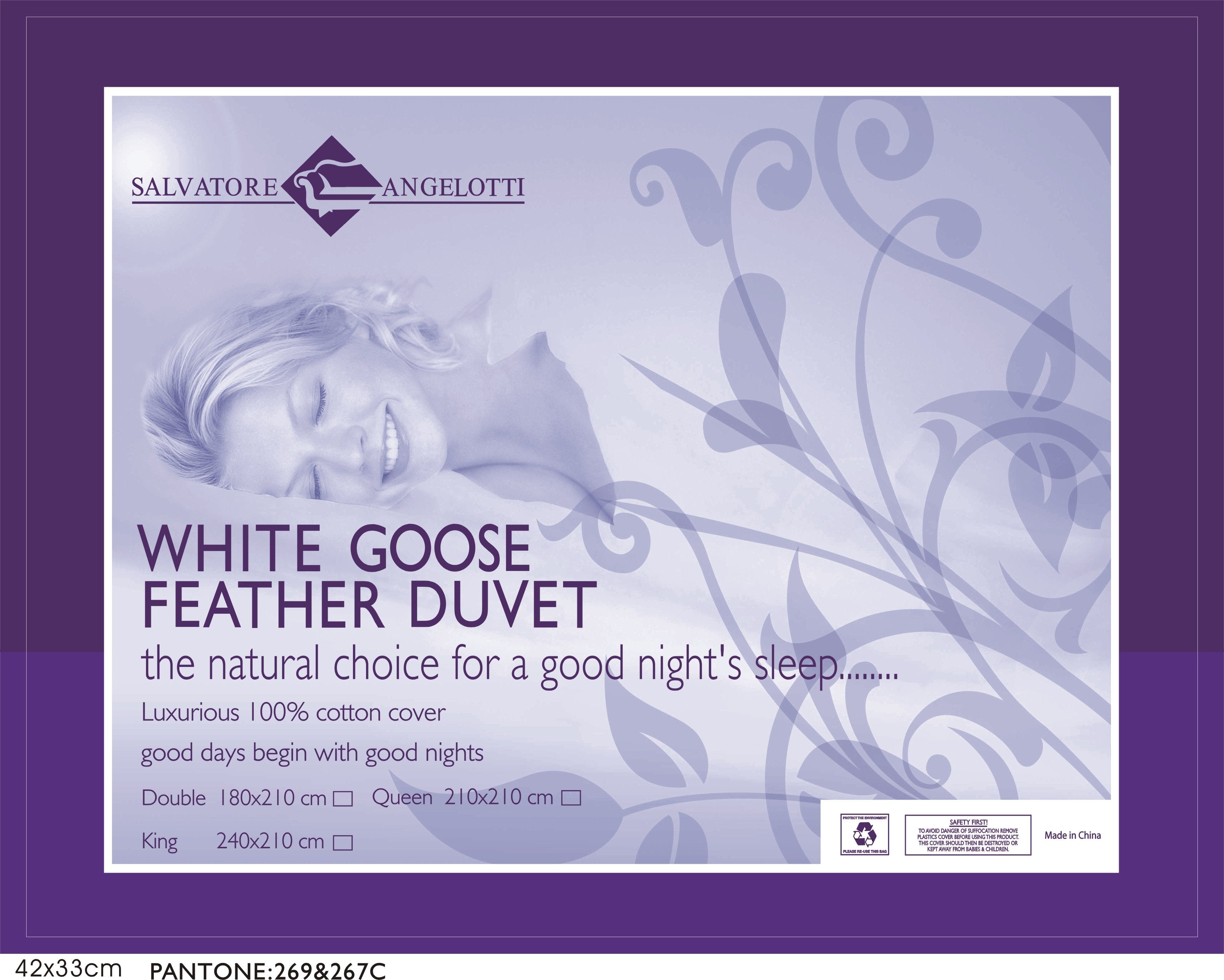 Bedding Single Quilt - 100% White Goose Feather