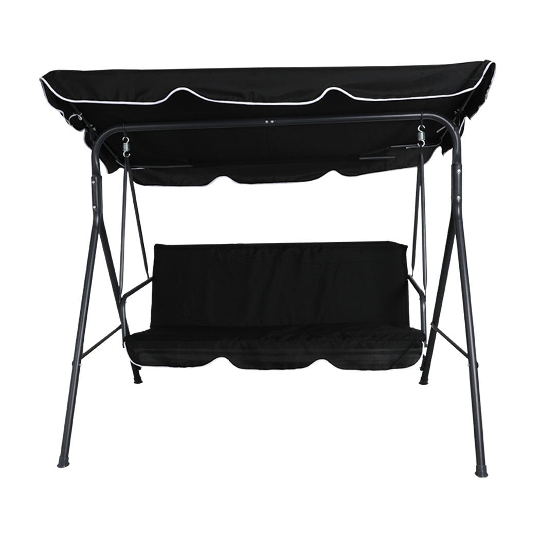 outdoor furniture Swing Chair Hammock Outdoor Furniture Garden Canopy Cushion 3 Seater Seat Black