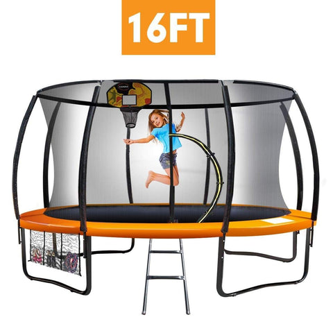 Trampoline 16 ft with Basketball set - Orange