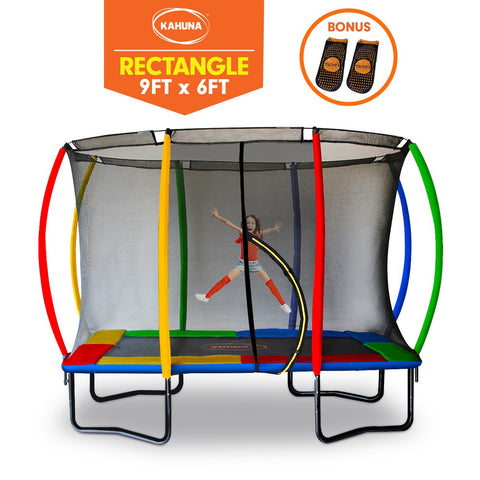 trampolines Trampoline 6 ft x 9 ft Rectangular Outdoor - Rainbow