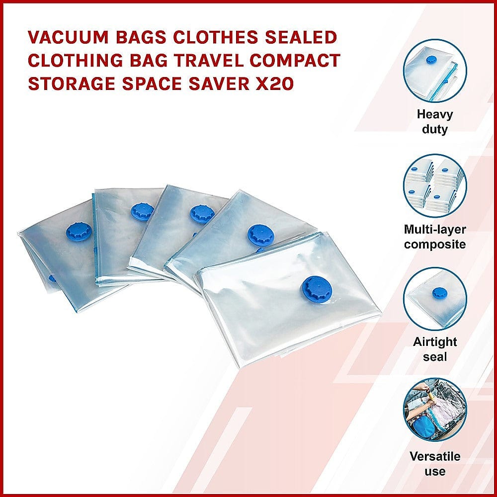 Vacuum Bags Clothes Sealed Clothing Bag Space Saver x 20