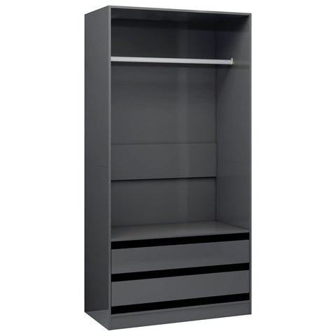 Wardrobe High Gloss Grey - Chipboard