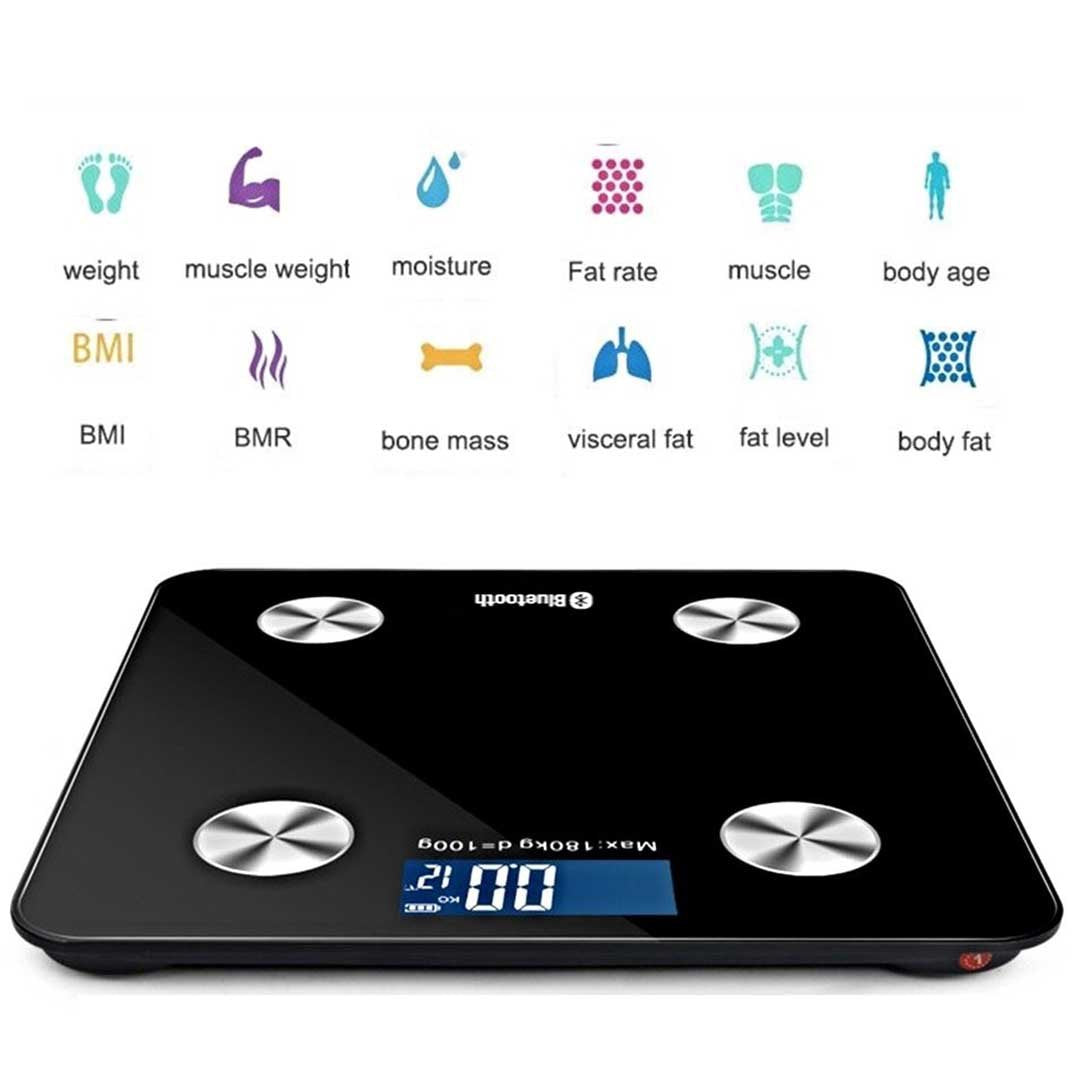 Bathroom Scales Wireless Bluetooth Digital Body Fat Scale Bathroom Health Analyser Weight Black
