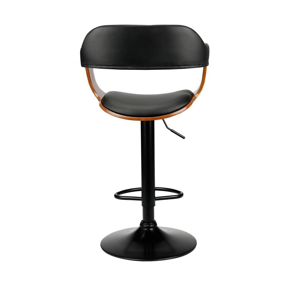Wooden Bar Stools Kitchen Swivel Chairs Bar Stool Leather Black x1