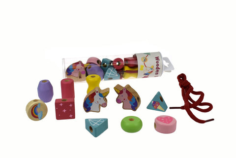 toys for above 3 years above Wooden Unicorn  Lacing Bead Set In Tube