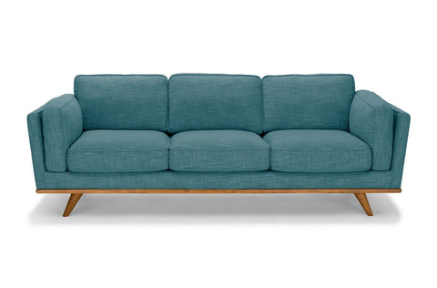 Teal Fabric 3-Seater Sofa With Wooden Frame