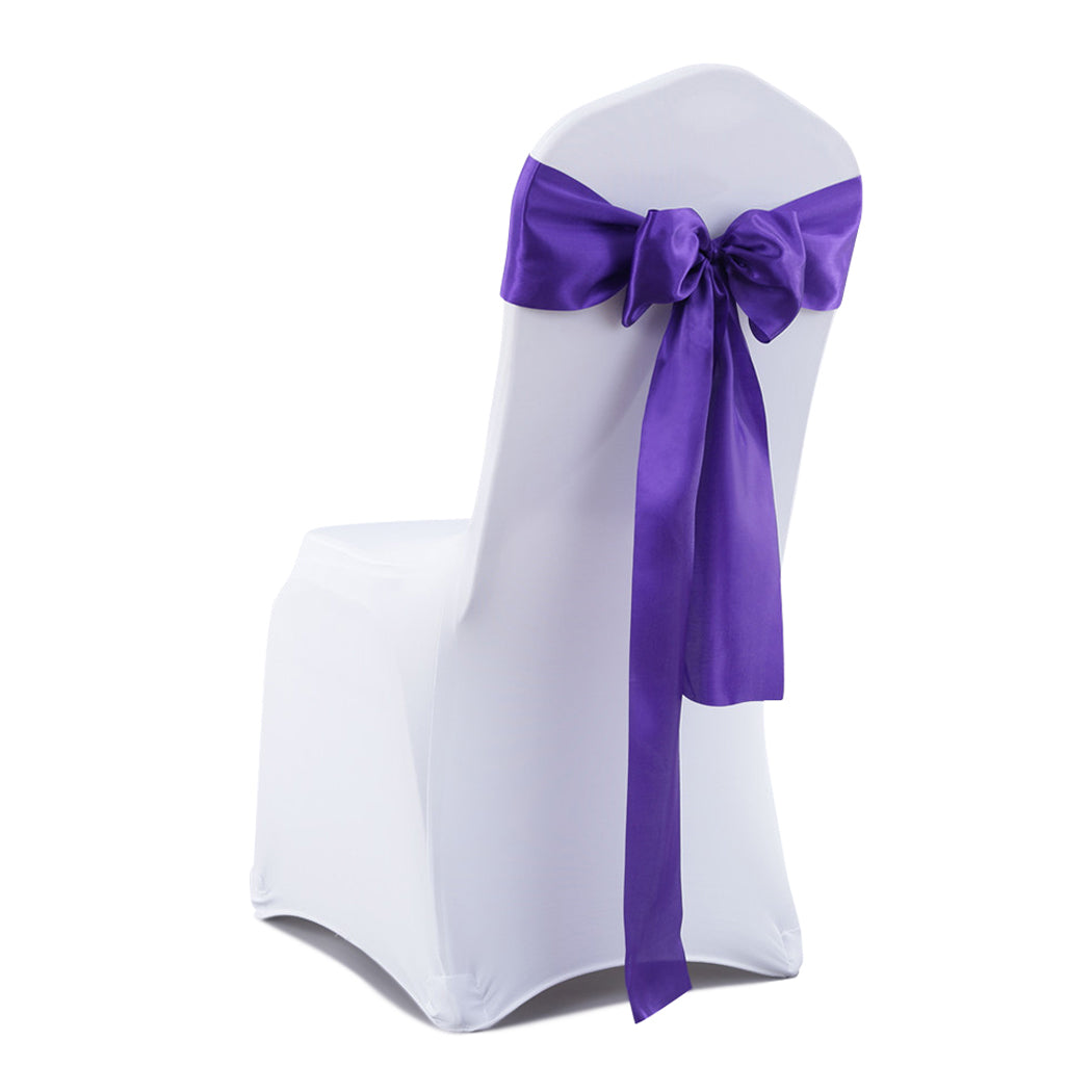 Sashes Cloth Cover Wedding - 50x Table Runners Coloured Satin Chair Eggplant