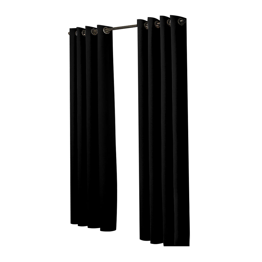 2x Black Blockout Curtain Panels 3-Layer Thermal Window Drapes