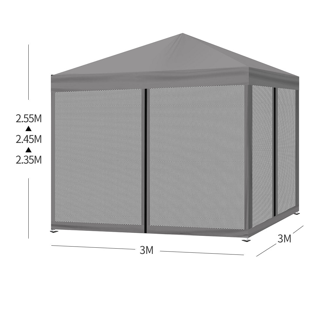 Grey Pop Up Gazebo 3x3m 3x3cm