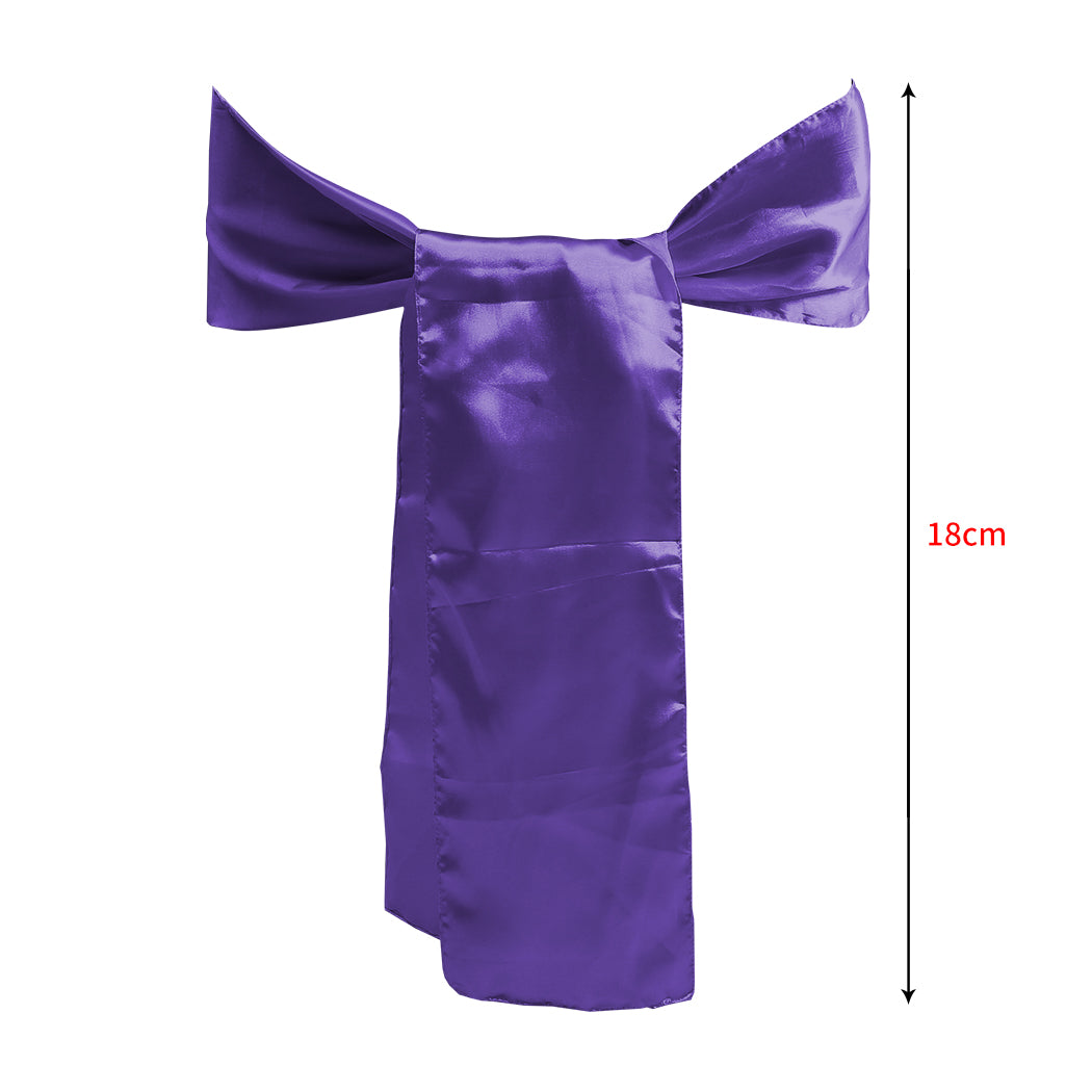 50x Table Runners Coloured Satin Chair Eggplant | Sashes Cloth Cover Wedding