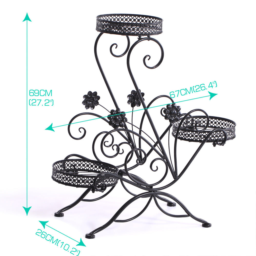 Sturdy Black Metal Plant Stand