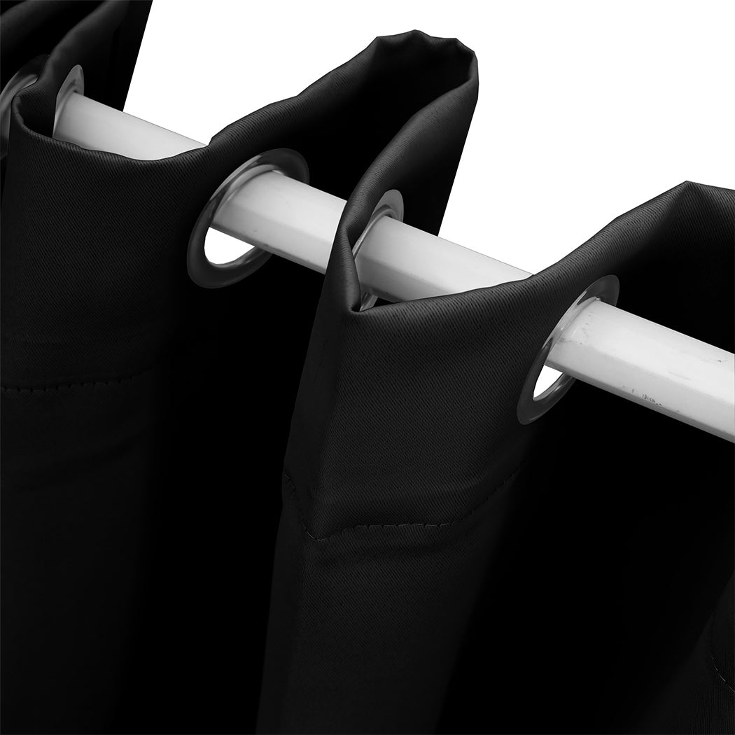 2x Black Blockout Curtain Panels 3-Layer Thermal Window Drapes