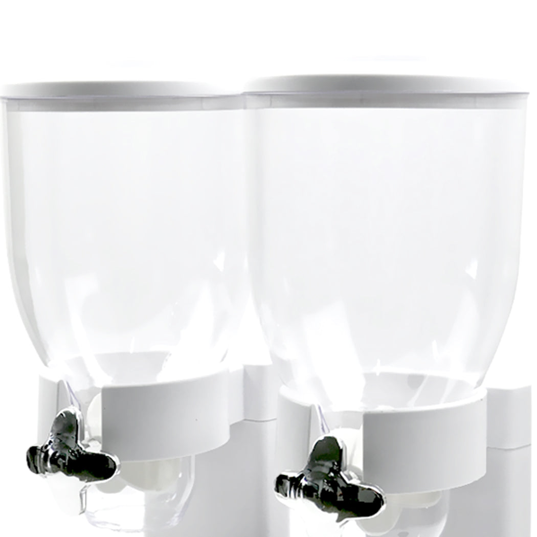 Double Cereal Dispenser Dry Food White