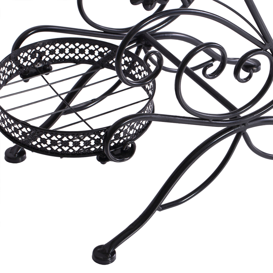 Flower Shape Metal Plant Stand 3 Planter Pot Decor Corner Shelf Black