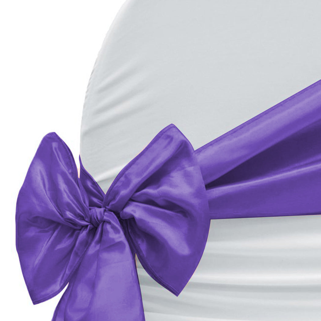 50x Table Runners Coloured Satin Chair Eggplant, SC2 id