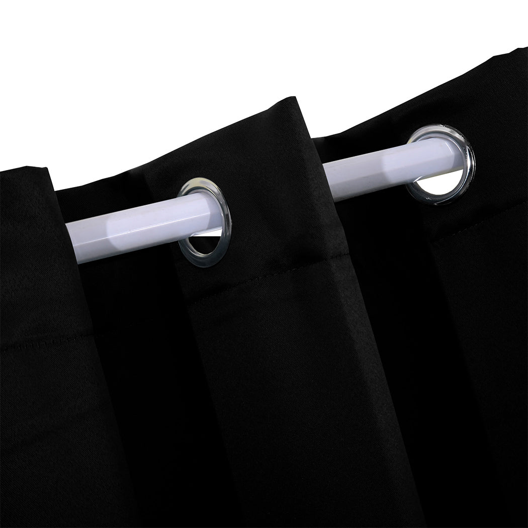 2x Black Blockout Curtain Panels 3-Layer Thermal Window Drapes