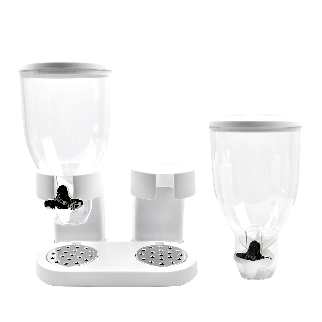 Double Cereal Dispenser Dry Food White