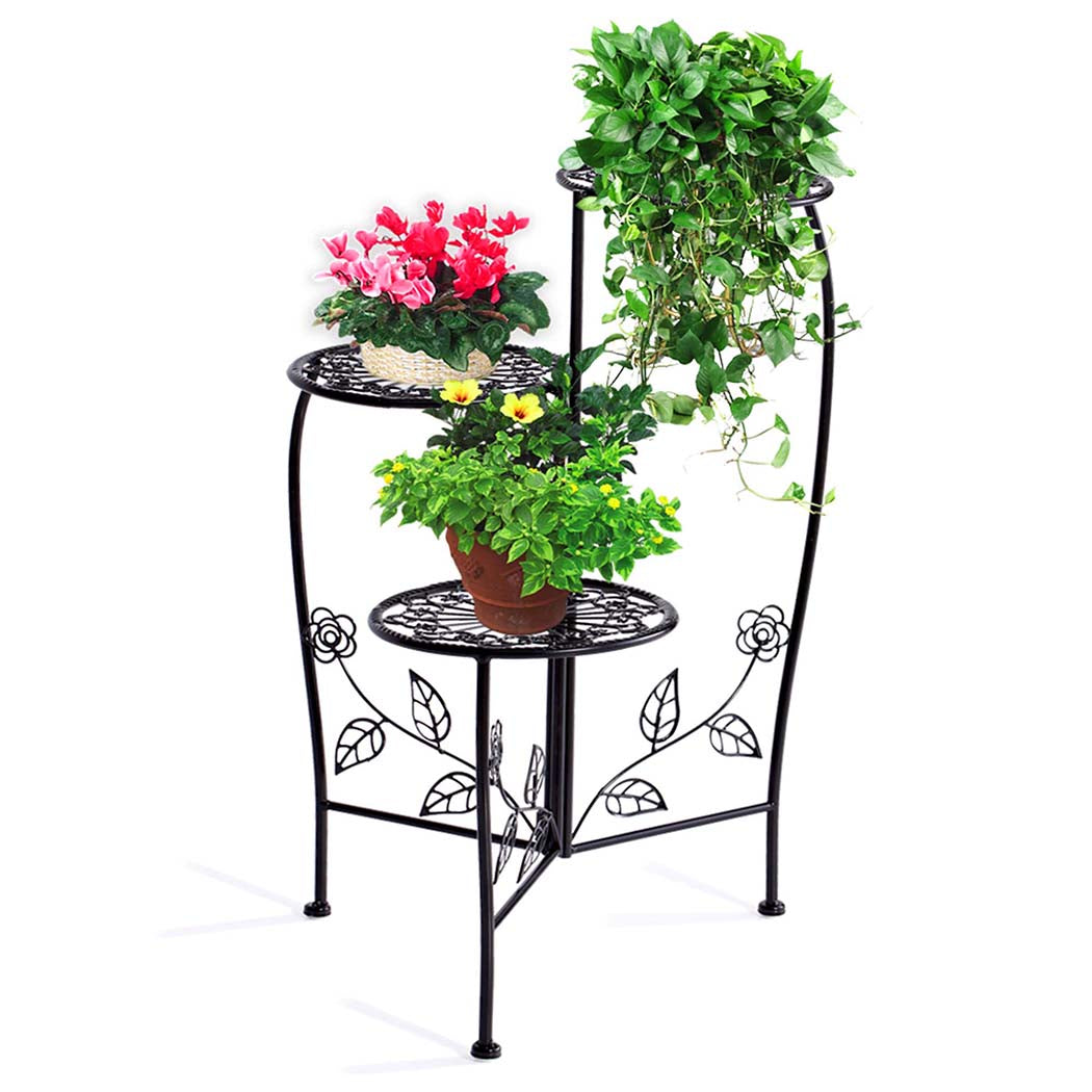 Plant Stand Outdoor Indoor Flower Pots Black