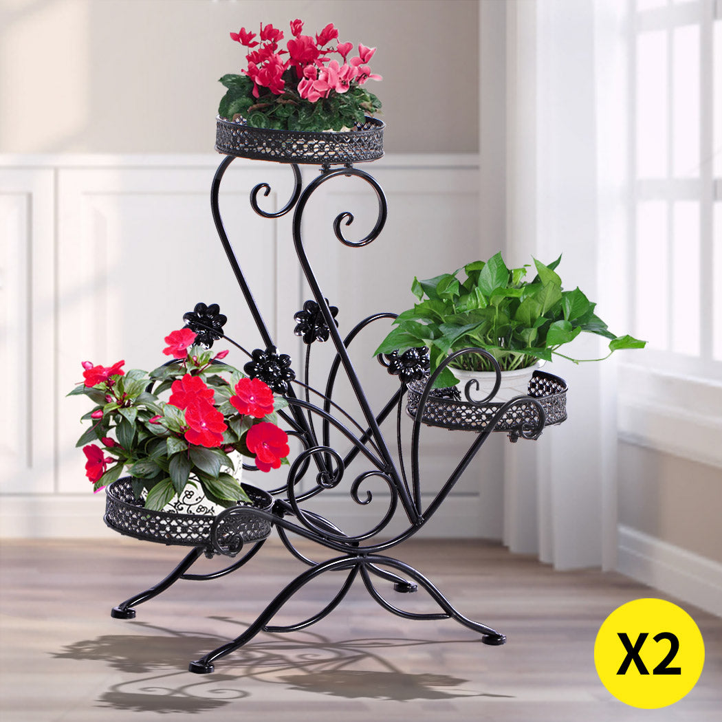 Sturdy Black Metal Plant Stand