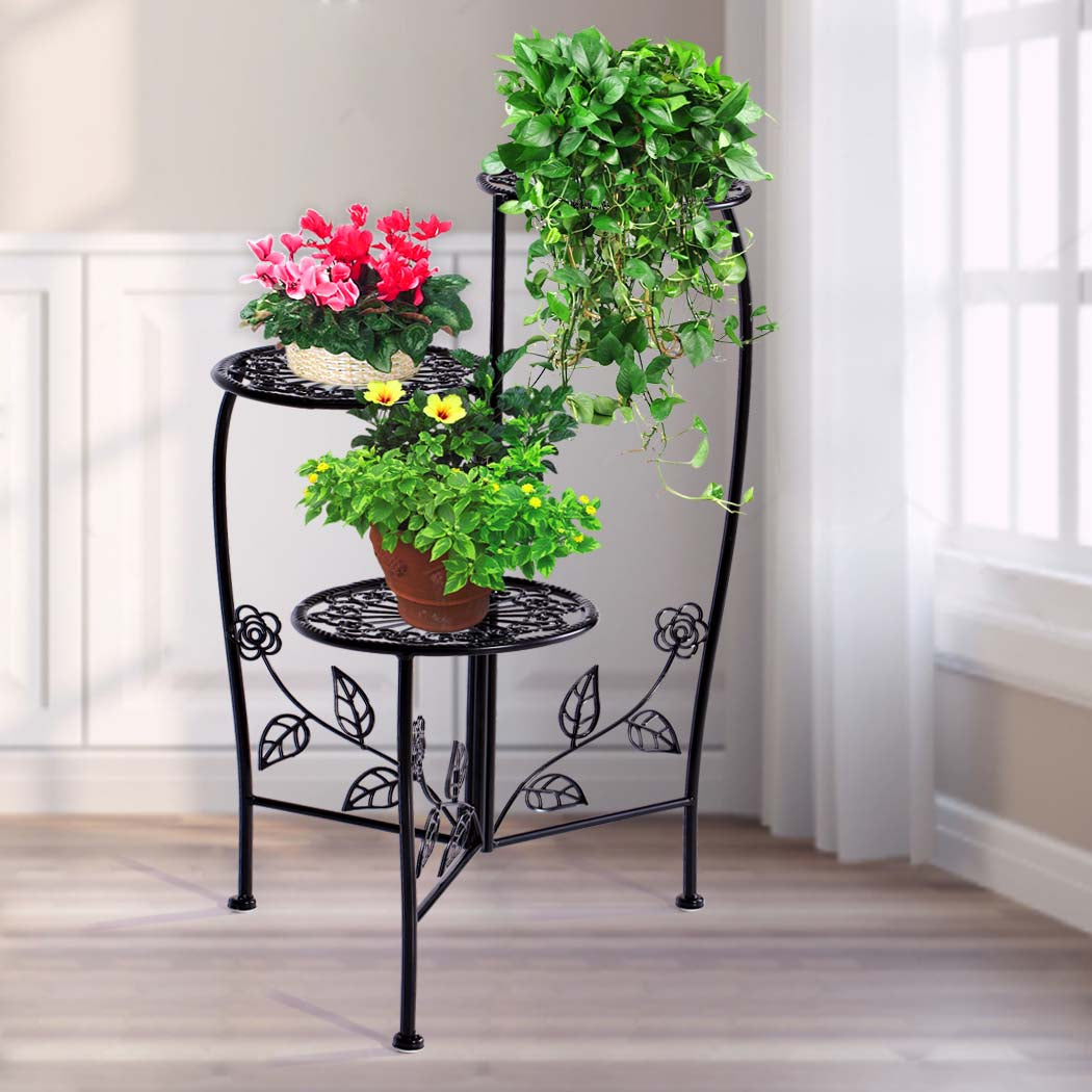 Plant Stand Outdoor Indoor Flower Pots Black
