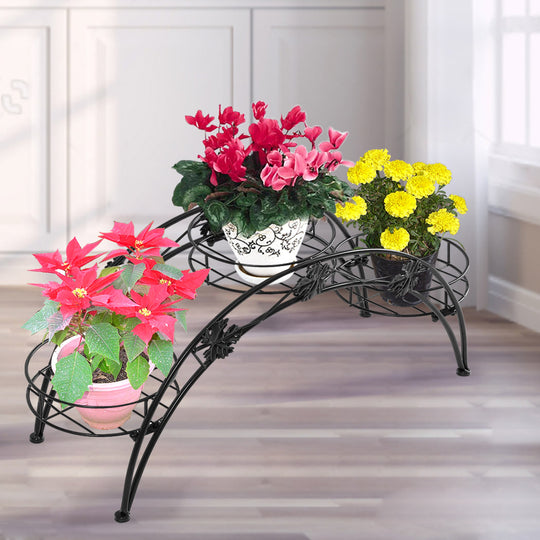Plant Stand Outdoor Indoor Metal Black - Flower Pots Rack Corner