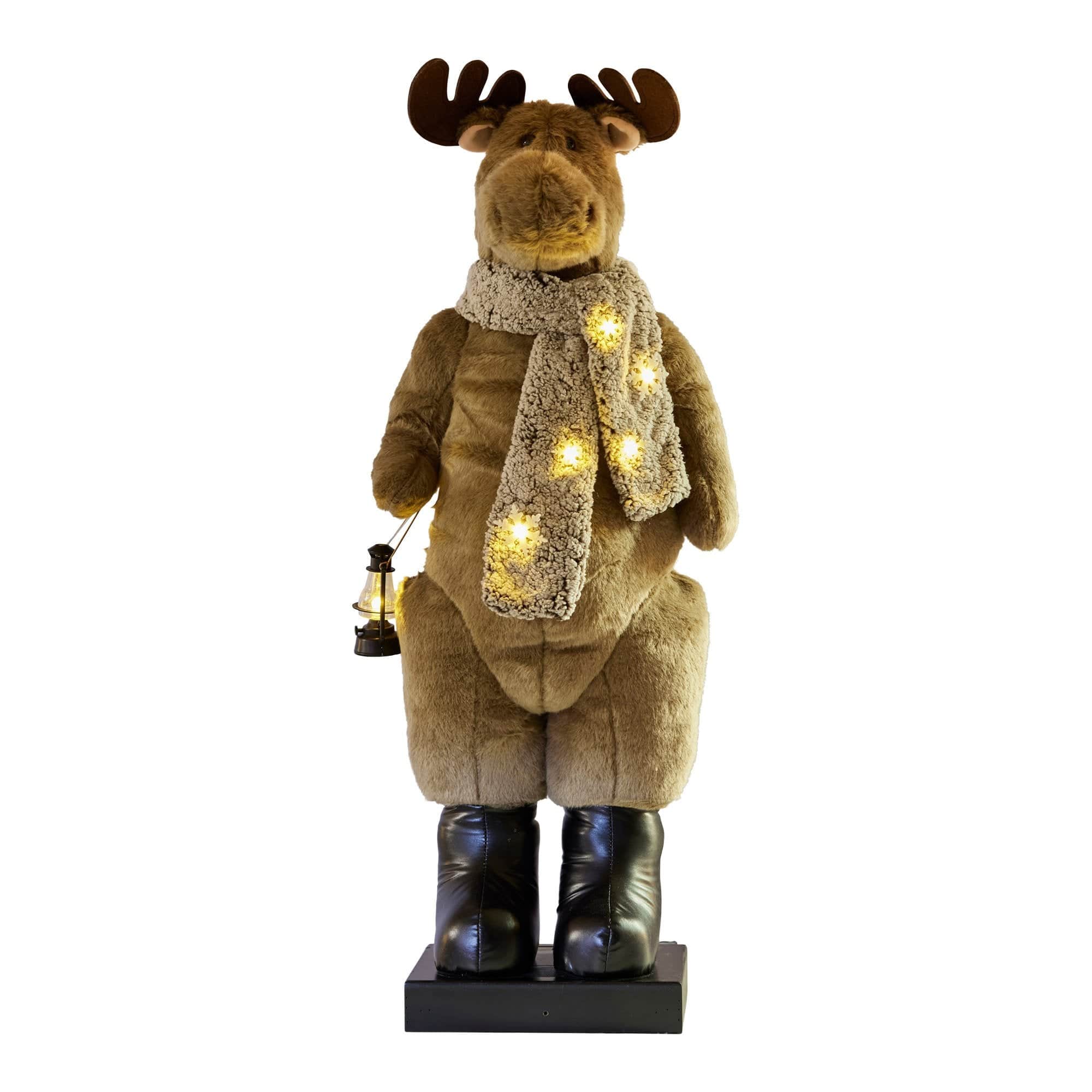 1.1m Musical LED Animated Christmas Moose Decoration Light-Up Lantern Ornament