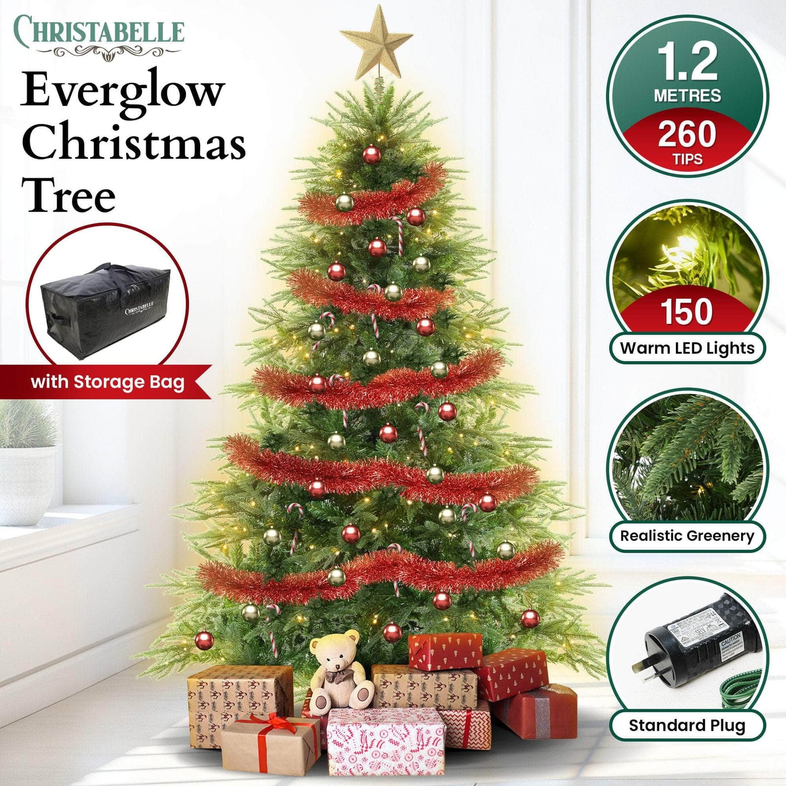 1.2m Everglow Fir Christmas Tree with 150 LED Lights | dsd - photo 11