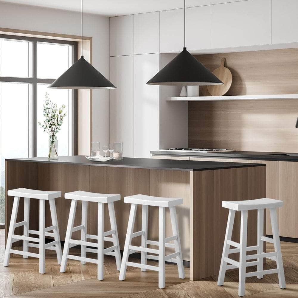 1/2X/4x Bar Stools Kitchen Stool Wooden Counter Chairs White