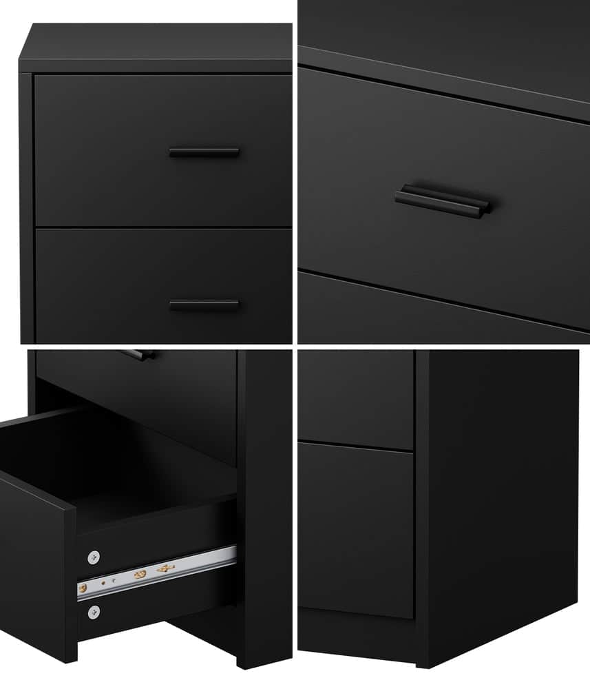 1& 2x Bedside Tables 3 Drawer Nightstands Bedroom Storage Cabinets Black