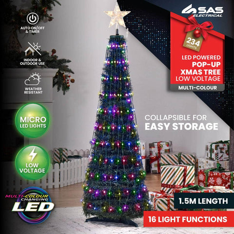 1.5m Christmas Tree & Star Pop-Up Design Remote Controlled