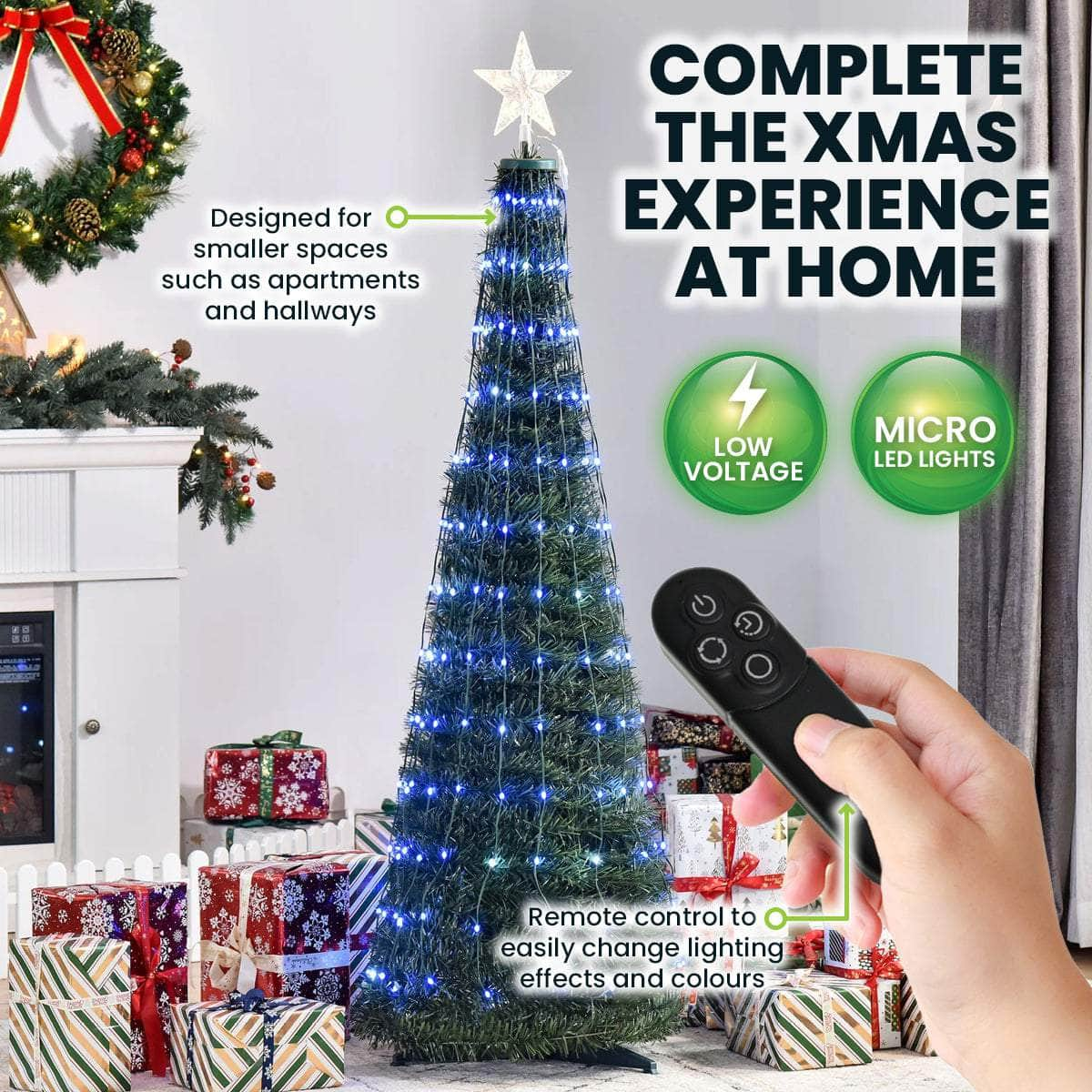 1.5m Christmas Tree & Star Pop-Up Design Remote Controlled