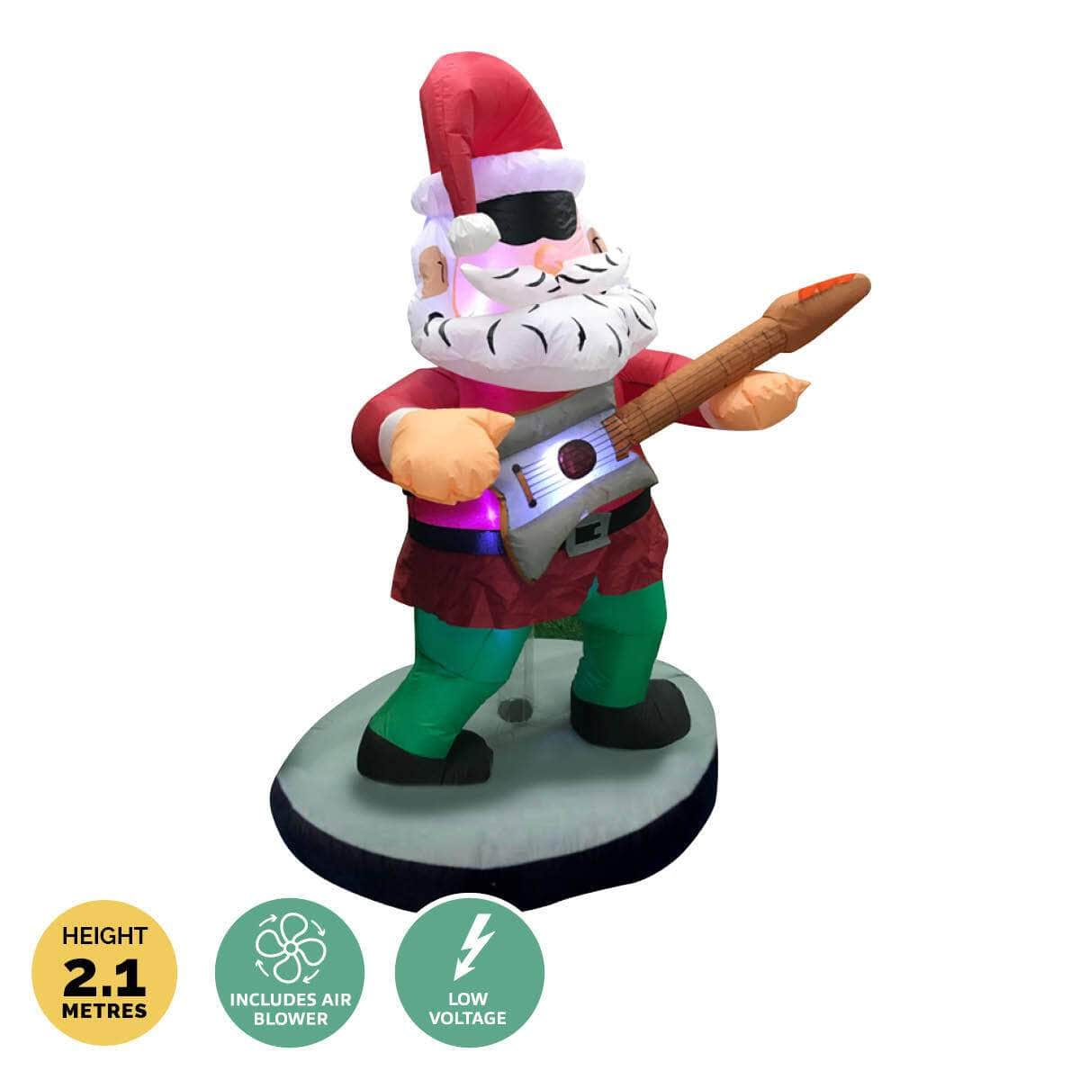 1.5m Santa Rock Star Built-In Blower Bright LED Lighting
