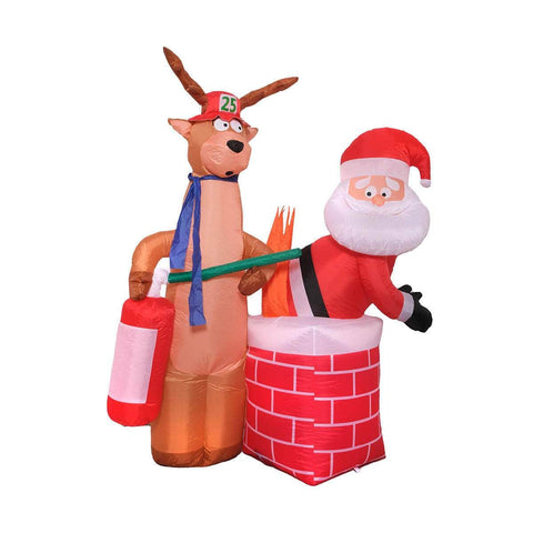 1.5m Santa Stuck In Chimney Built-In Blower LED Lighting