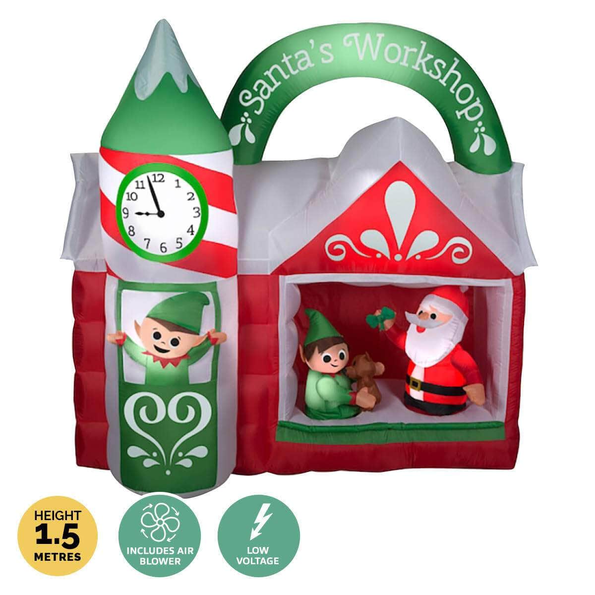 1.5m x 1.6m Santa's Workshop Self Inflating LED Lights