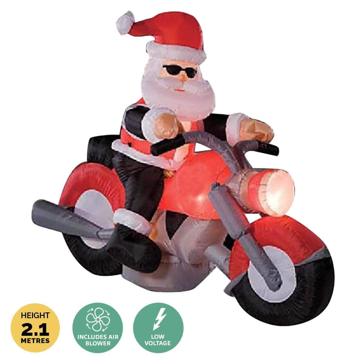 1.6m Santa & Motorbike Built-In Blower Bright LED Lighting