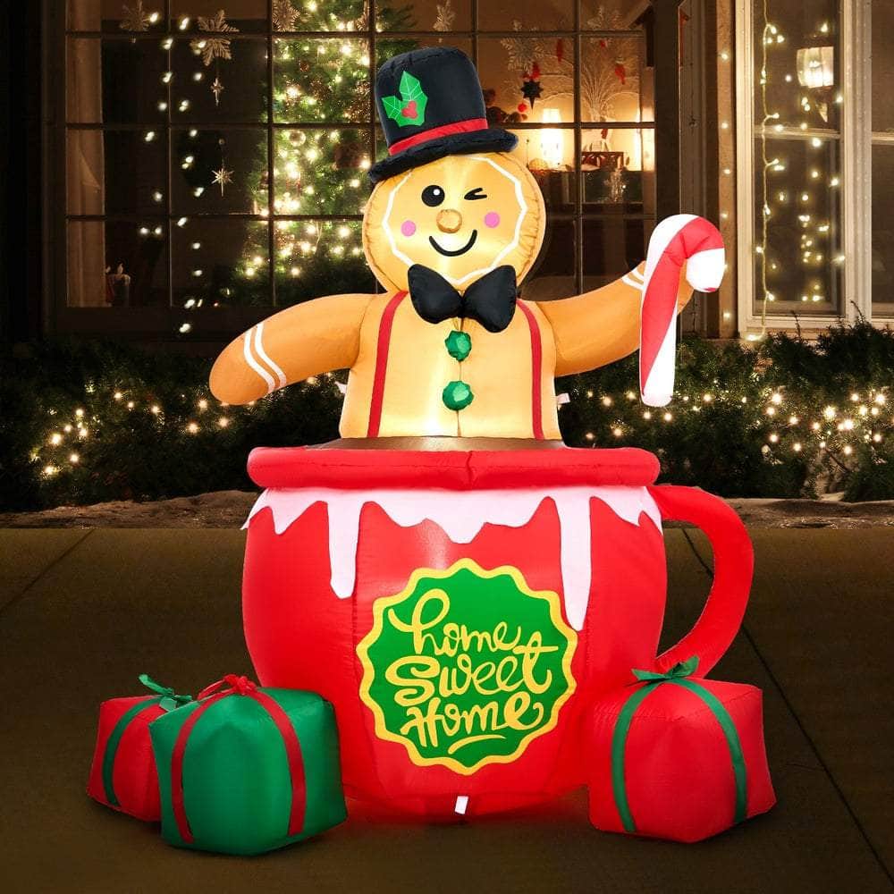 1.8M Christmas Inflatable Gingerbread Man with LED Lights