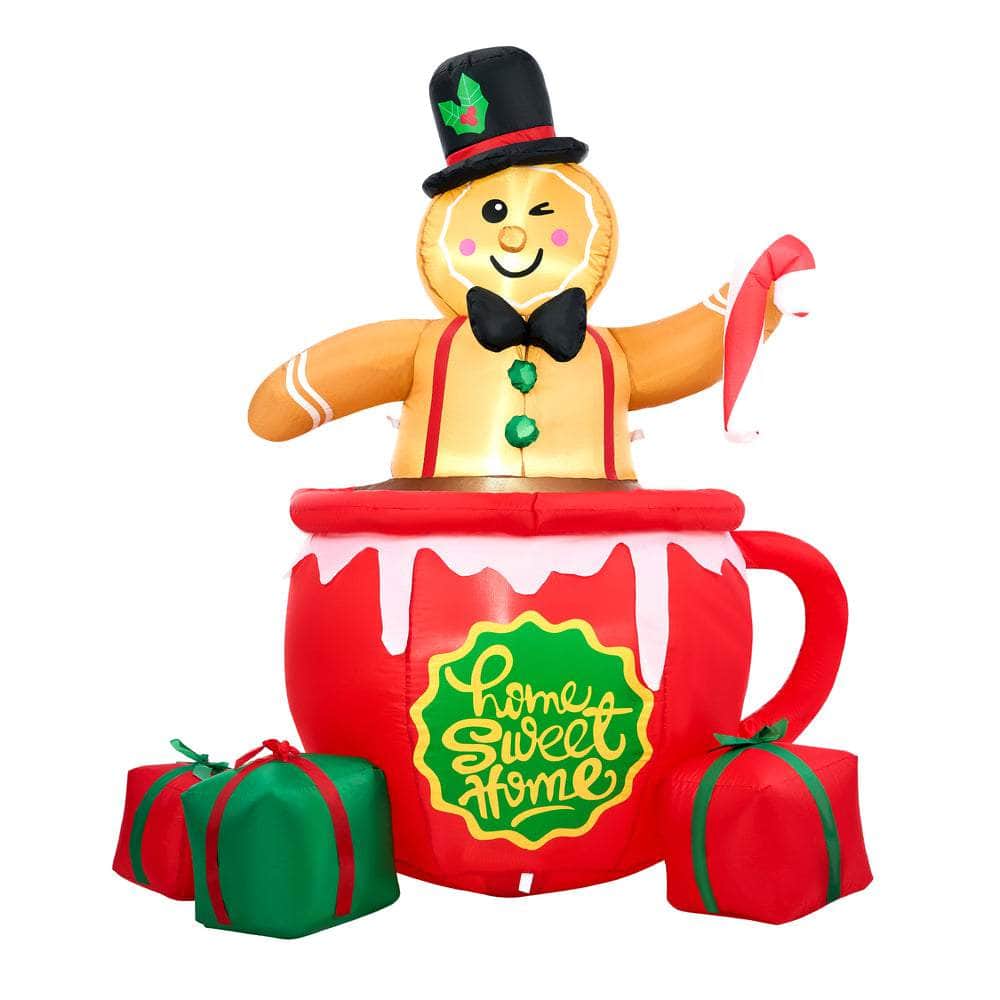 1.8M Christmas Inflatable Gingerbread Man with LED Lights