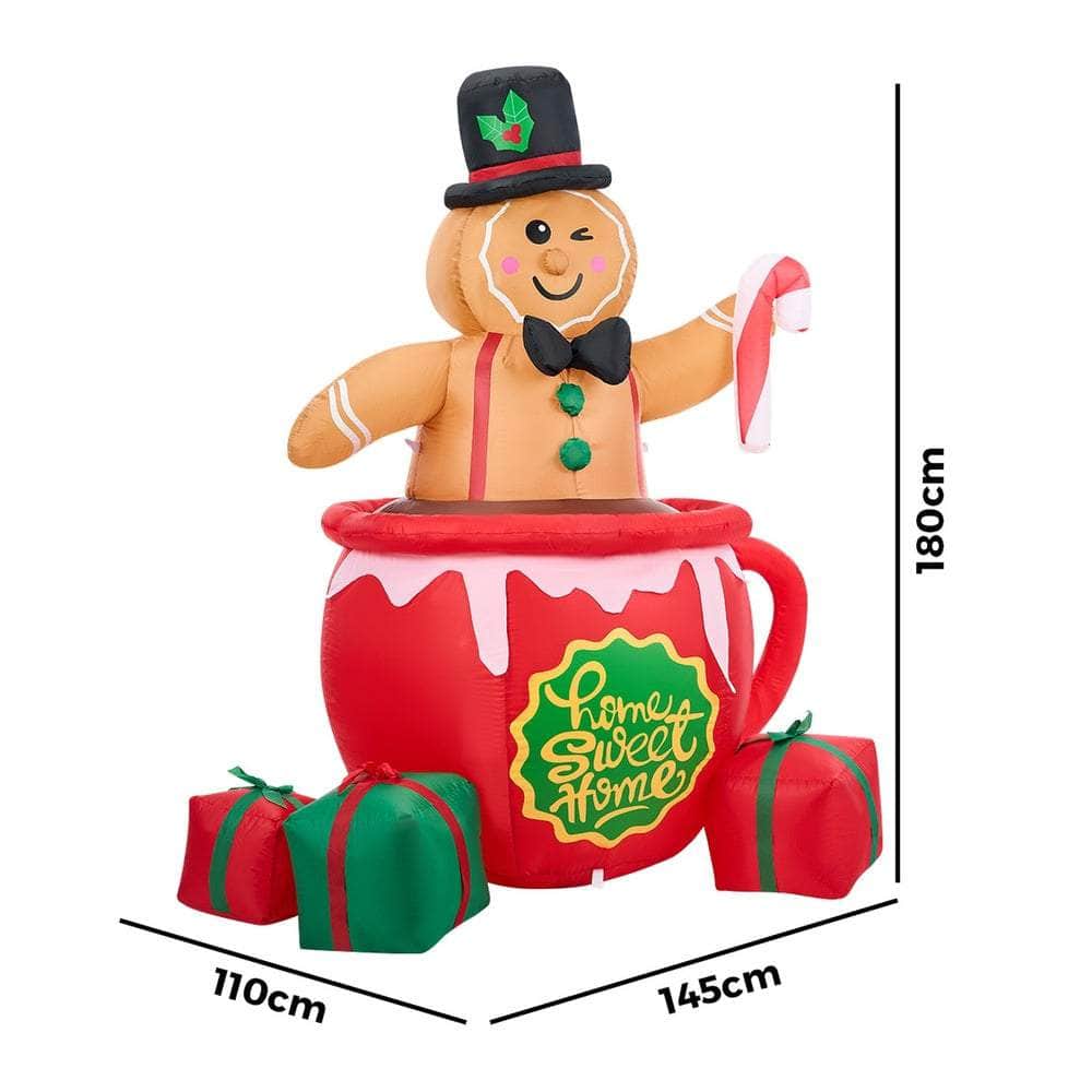 1.8M Christmas Inflatable Gingerbread Man with LED Lights