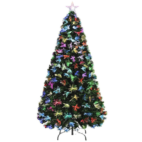 1.8m Fibre Optic Christmas Tree 205 Tips Multicolour Lights & Star