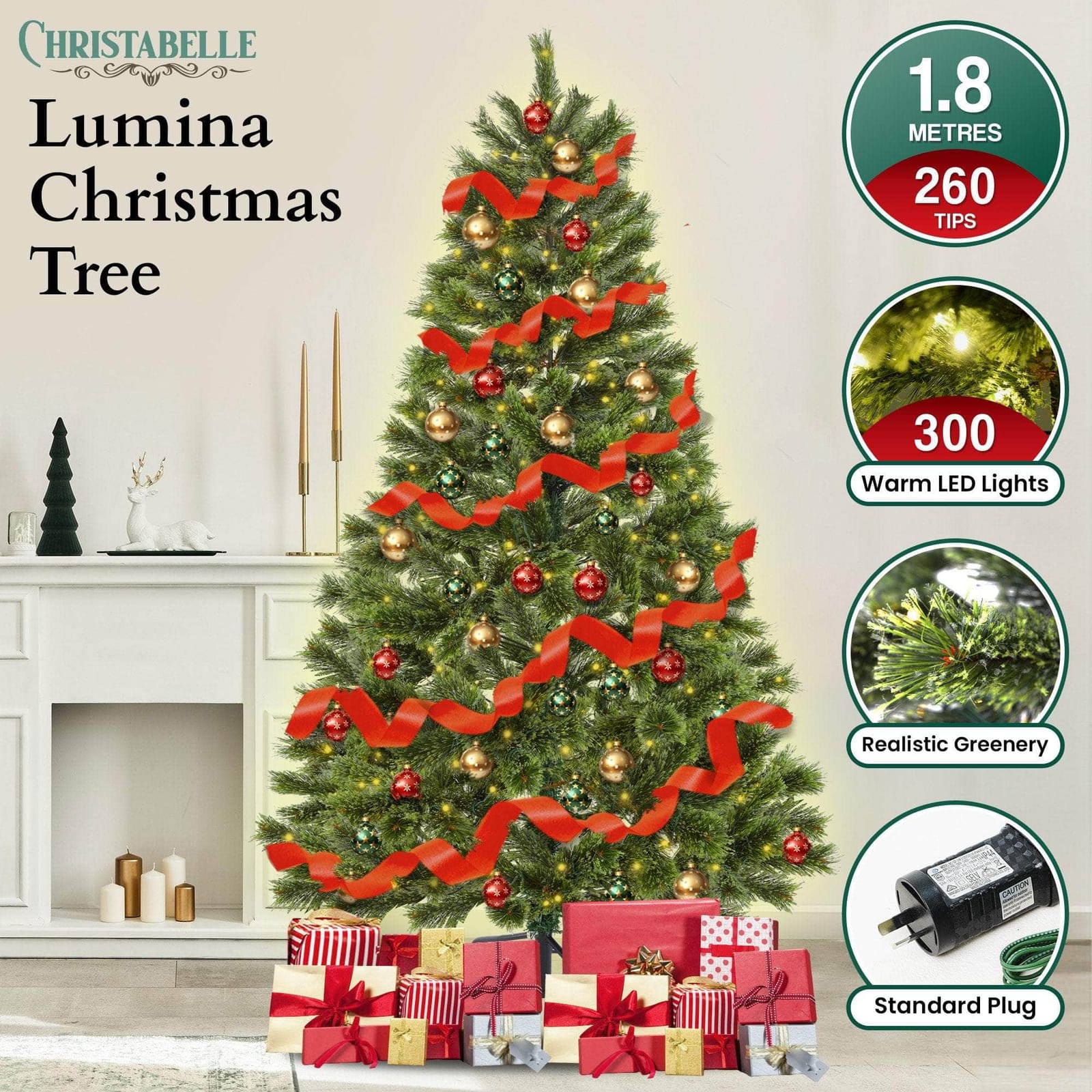 Christmas - 1.8m Lumina Pine Christmas Tree with 300 LED Lights - photo 11