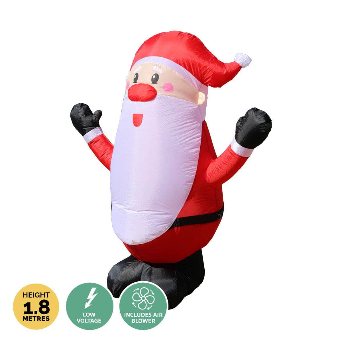 1.8m Self Inflatable LED Jolly Santa Rotating Lights
