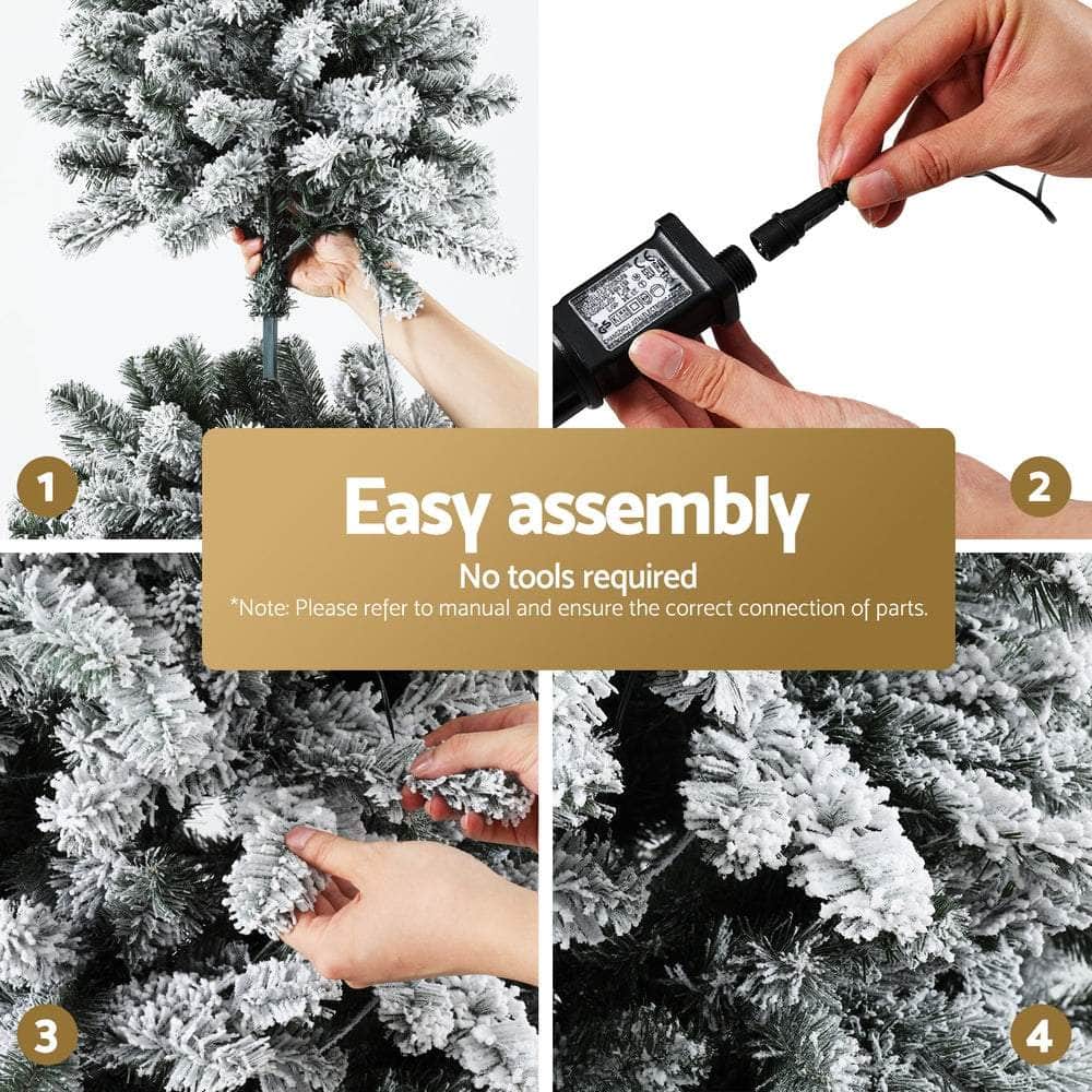1.8m Snow Flocked LED Christmas Tree - 8 Light Modes