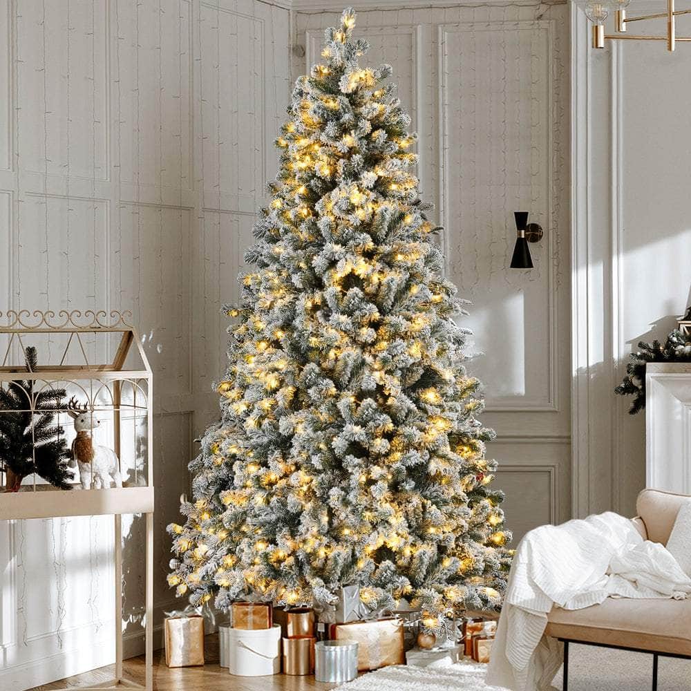 1.8m Snow Flocked LED Christmas Tree - 8 Light Modes