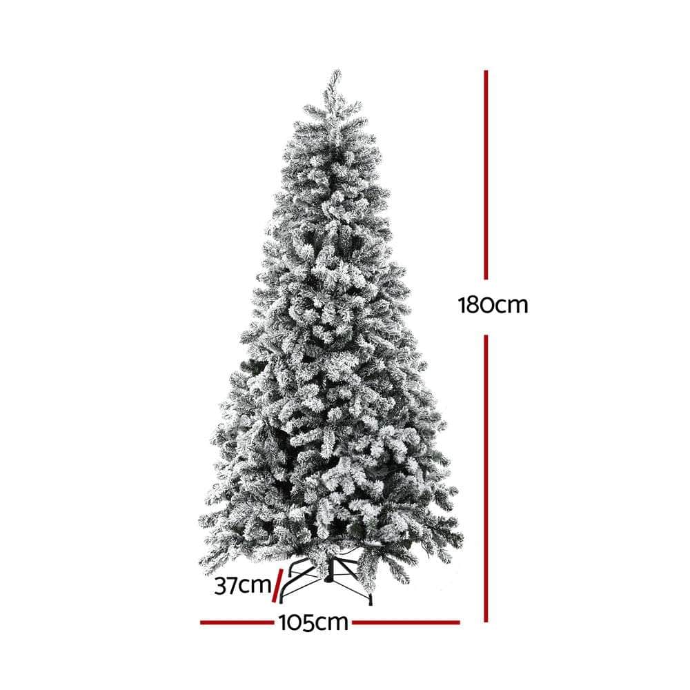 1.8m Snow Flocked LED Christmas Tree - 8 Light Modes