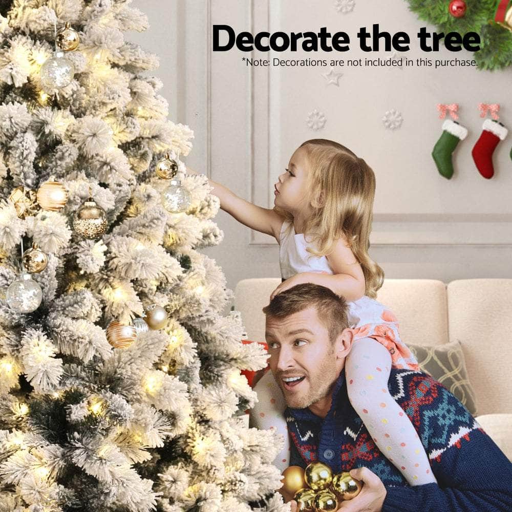 1.8m Snow Flocked LED Christmas Tree - 8 Light Modes