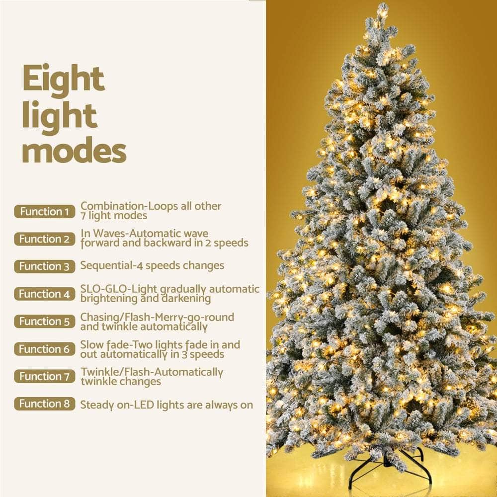 1.8m Snow Flocked LED Christmas Tree - 8 Light Modes