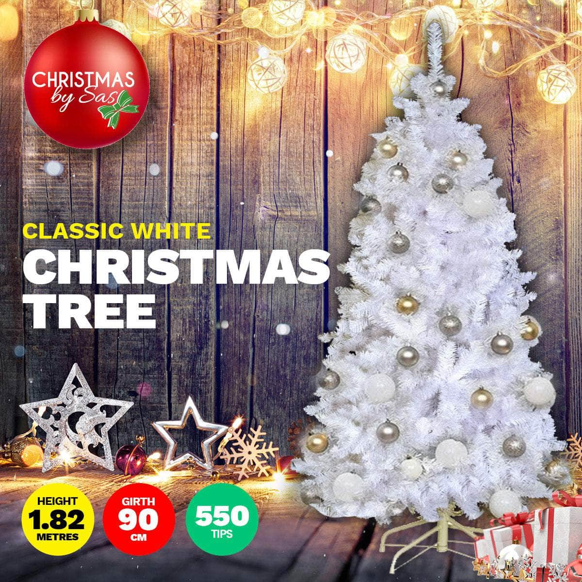 1.8m White Pine Christmas Tree 550 Tips Full Figured Easy Assembly