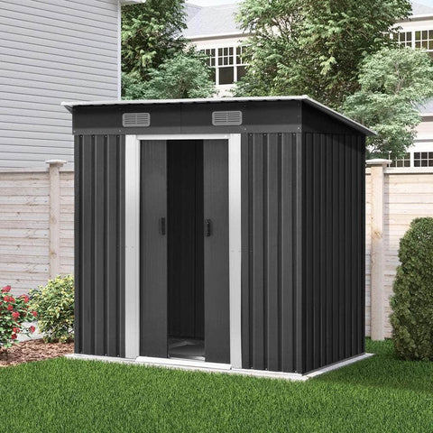 1.94 x 1.21m metal Base Garden Shed - Grey